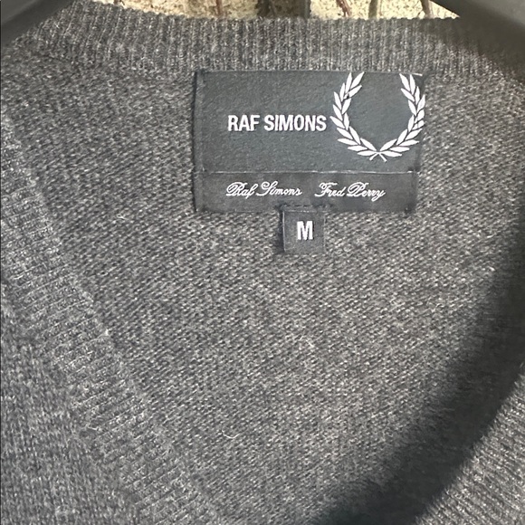 Fred Perry Charcoal V-Neck Sweater - Picture 3 of 7